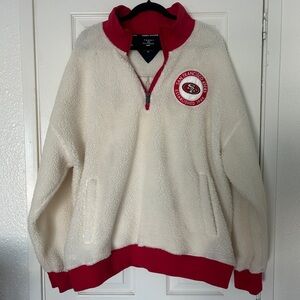 Tommy Hilfiger Red and Cream Sherpa 49ers Pullover